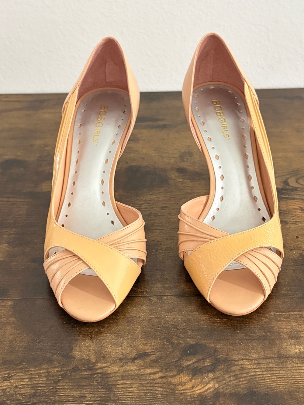 BCBGirls Tan Open Toe Heels | Size 7 | 3" Heels - Picture 2 of 13